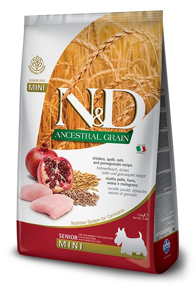 Poulet & Grenade Ancestral Grain Chien senior mini (2.5 kg) - Farmina