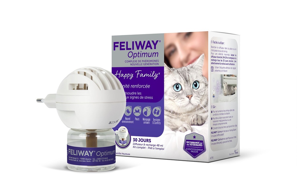 Feliway Optimum "Happy Family" kit complet (diffuseur & recharge 48 ml) - Ceva