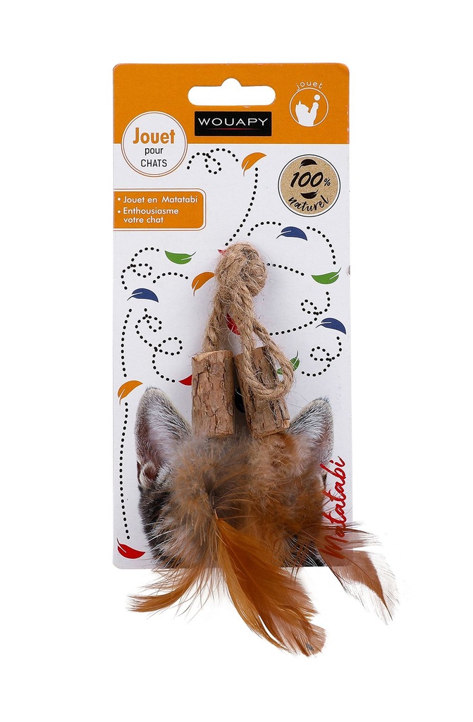 [14463] Bouchon à plumes matabi pour chat - Wouapy