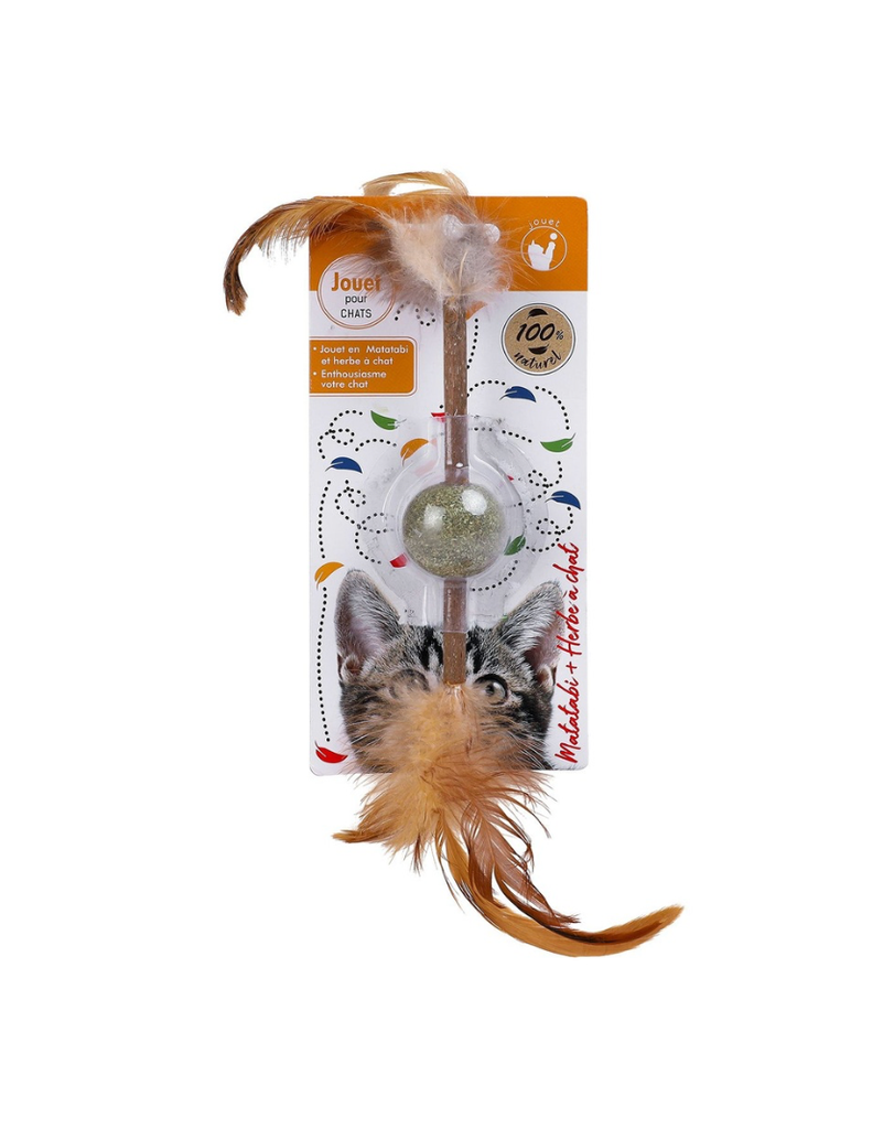 Boule à plumes en matabi et herbe à chat - Wouapy