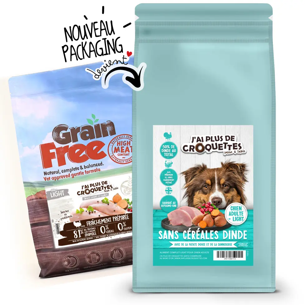 Chien Light - Dinde, Patates douces et Canneberge (12 kg) - J'ai plus de croquettes