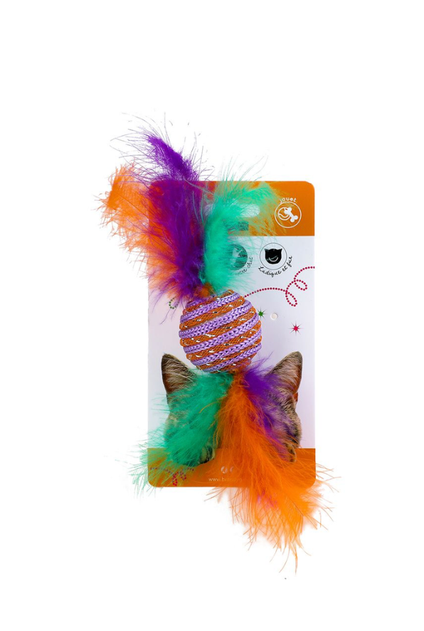 [14490] Balle avec plumes pour chat - Wouapy