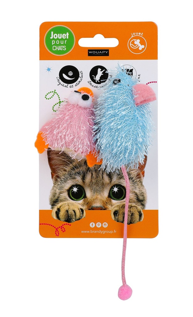 Jouet pour chat "Duo de Souris" à poils - Wouapy