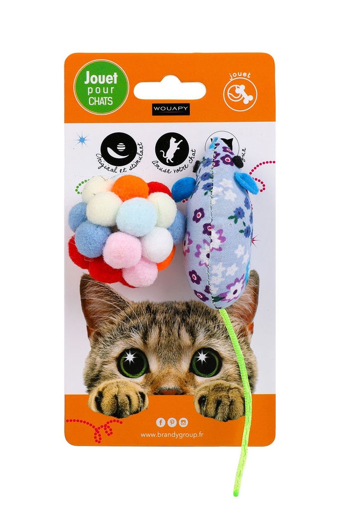 Jouet pour chat "Souris Fun" + balle boules - Wouapy