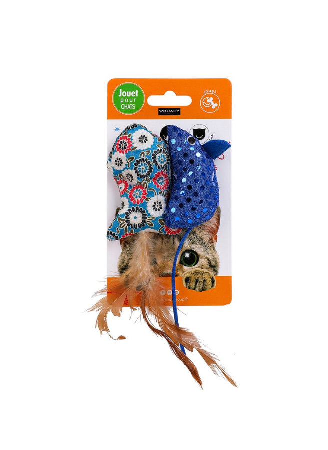 [14494] Peluche pour chat "Poisson" + souris en tissu - Wouapy
