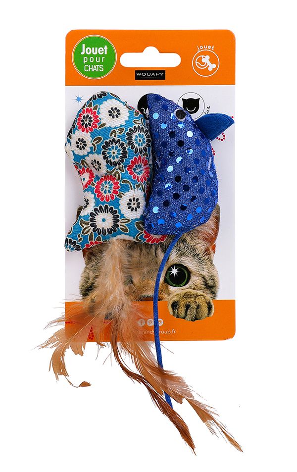 Peluche pour chat "Poisson" + souris en tissu - Wouapy