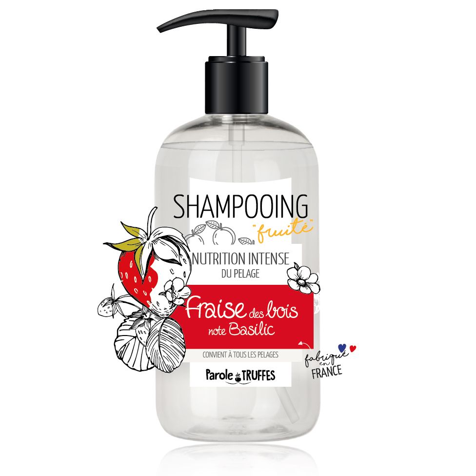 [14660] Shampooing fraise des bois et note de basilic (300 ml) - Parole de Truffes