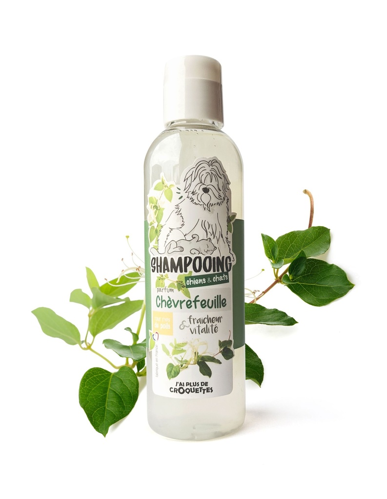 Shampooing chèvrefeuille pour chiens et chats (200 ml) - J'ai plus de croquettes
