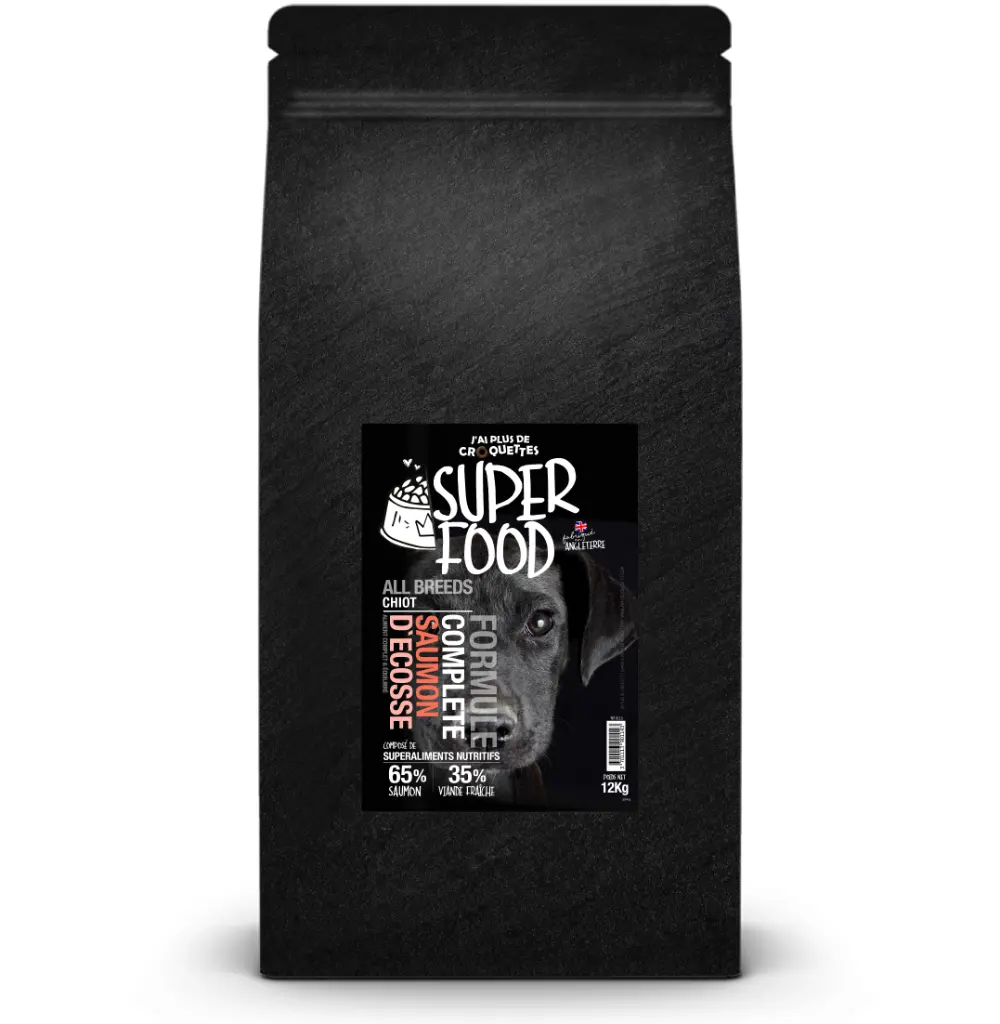 Super Food All Breeds pour Chiot au saumon (12 kg) - J'ai plus de croquettes