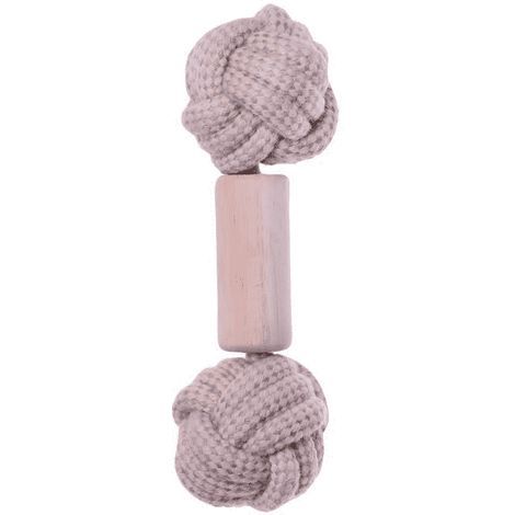 Jouet corde et bois avec 2 balles en forme d'os - Bubimex