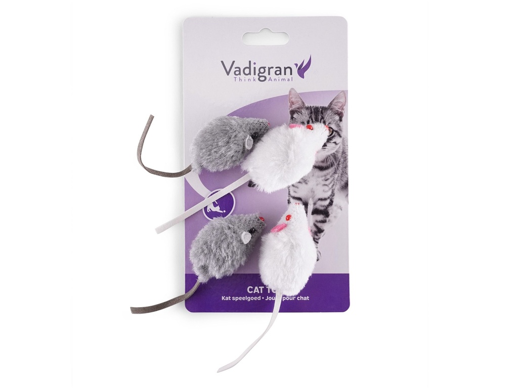 Assortiment de 4 peluches pour chat "Souris" - Vadigran