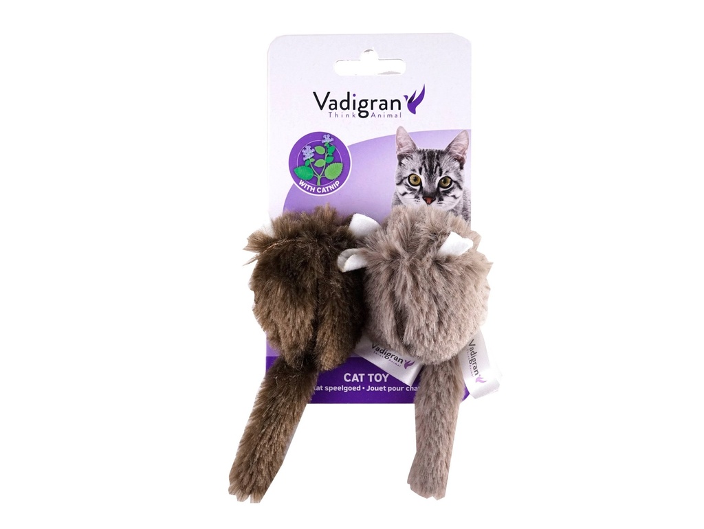 Duo de peluches pour chat "Souris" 15 cm - Vadigran