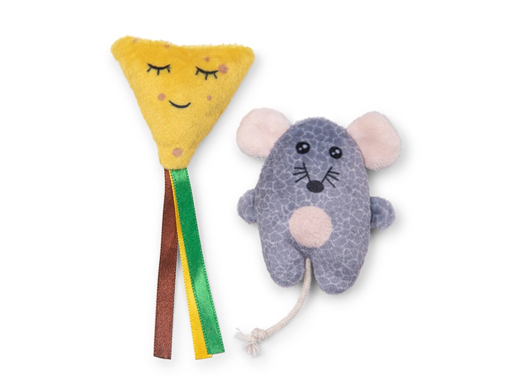 [14874] Set de 2 peluches pour chat "Souris et Fromage" - Vadigran