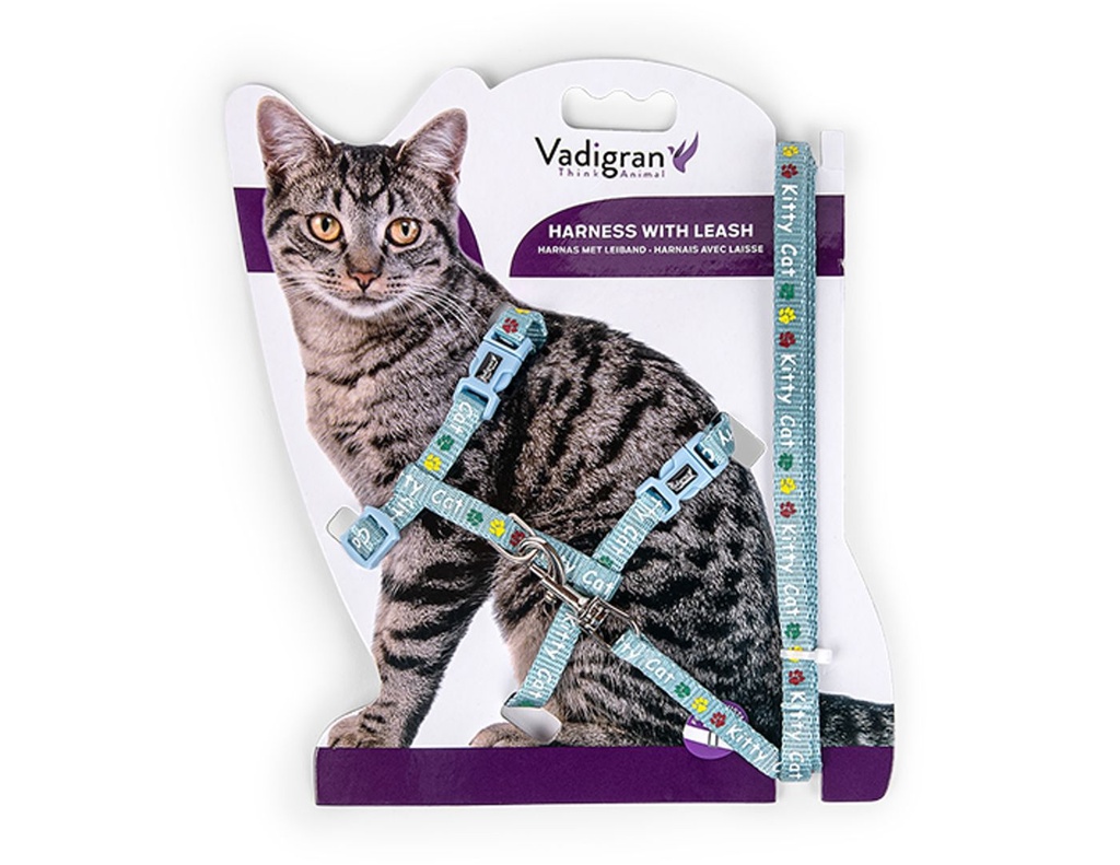 [14882_26315] Harnais + laisse pour chaton "Kitty Cat" (Bleu) - Vadigran