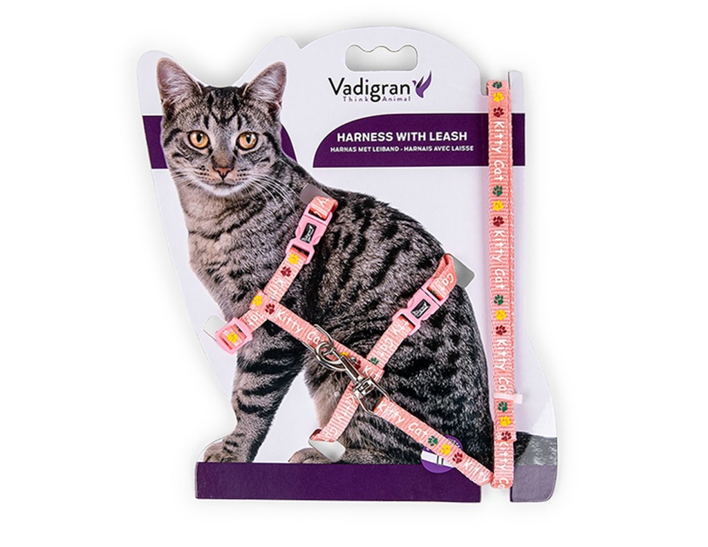 [14882_26316] Harnais + laisse pour chaton "Kitty Cat" (Rose) - Vadigran