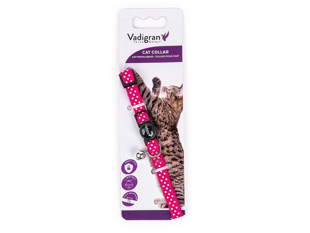 Collier pour chat "Pois" (Rose) - Vadigran