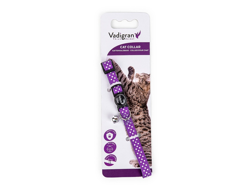 Collier pour chat "Pois" (Mauve) - Vadigran