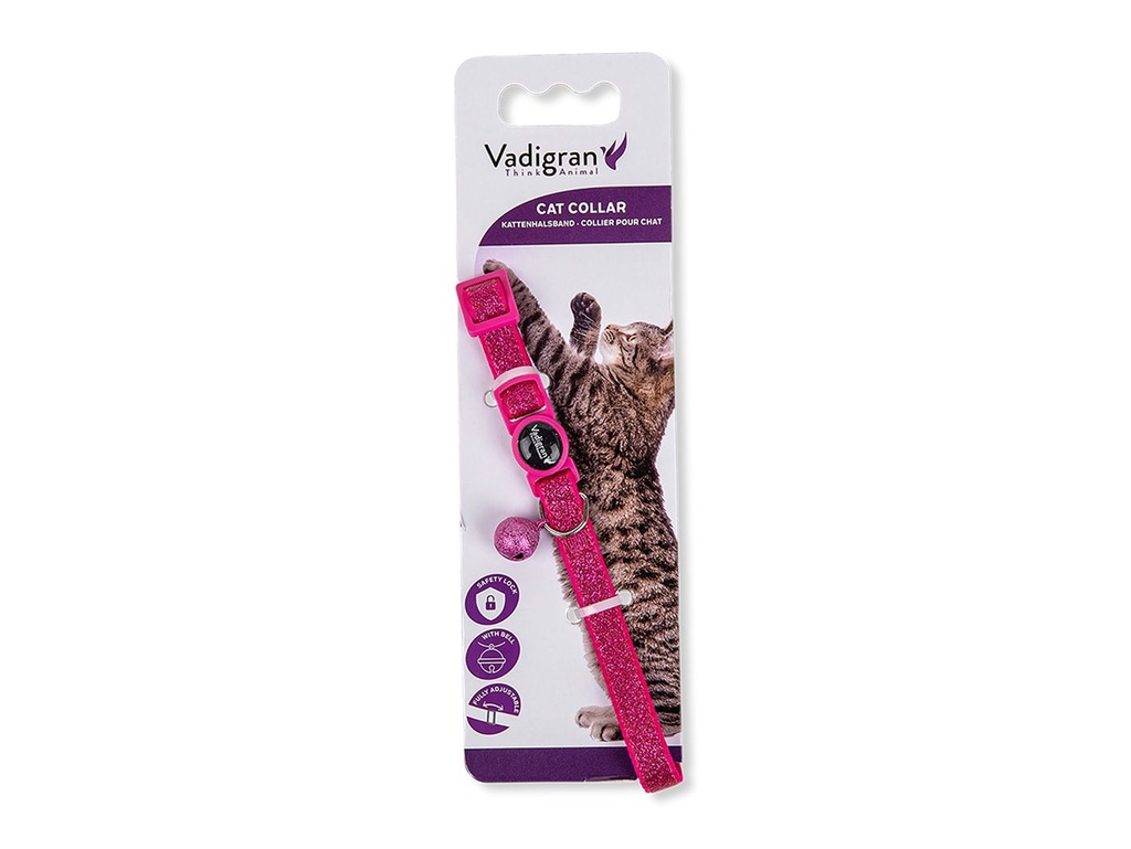 [14885_26328] Collier pour chat "Glitter" (Fuchsia) - Vadigran
