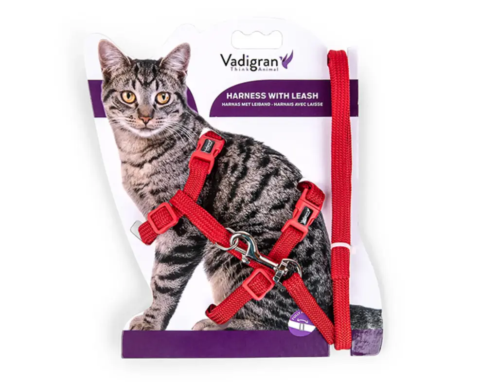 [14886_26330] Harnais + laisse pour chat "Classic" (Rouge) - Vadigran