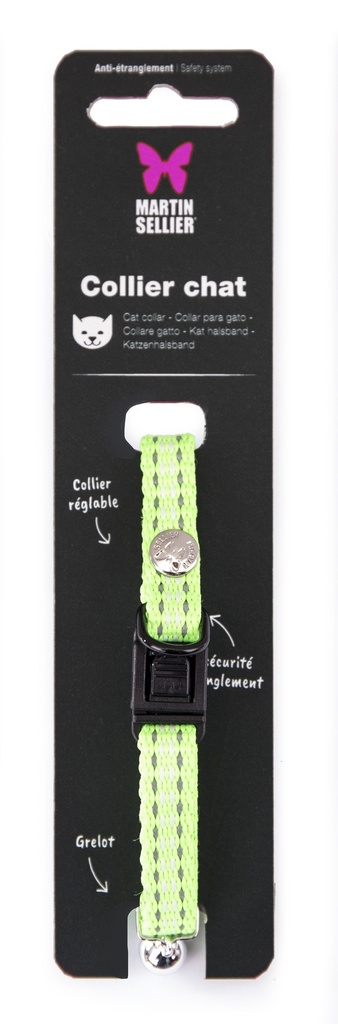 [14939] Collier pour chat "Safety" vert citron - Martin Sellier