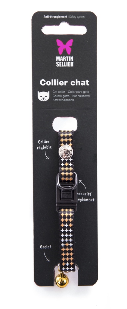 [14952] Collier pour chat "Croix" orange - Martin Sellier