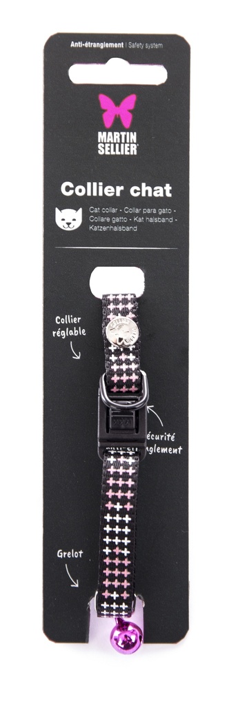 [14953] Collier pour chat "Croix" rose - Martin Sellier