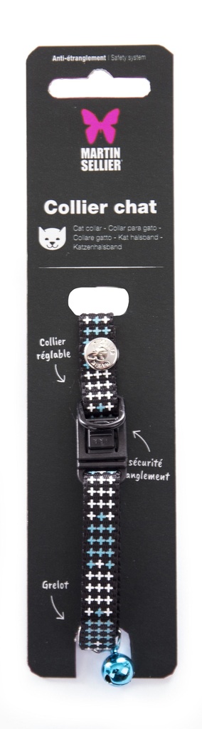 [14954] Collier pour chat "Croix" bleu - Martin Sellier