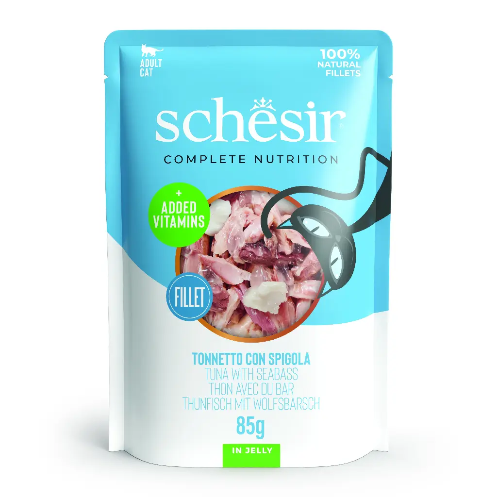 [14993_26417] Sachet fraîcheur pour chat en gelée Chat - Thon avec bar (85 g) - Schesir