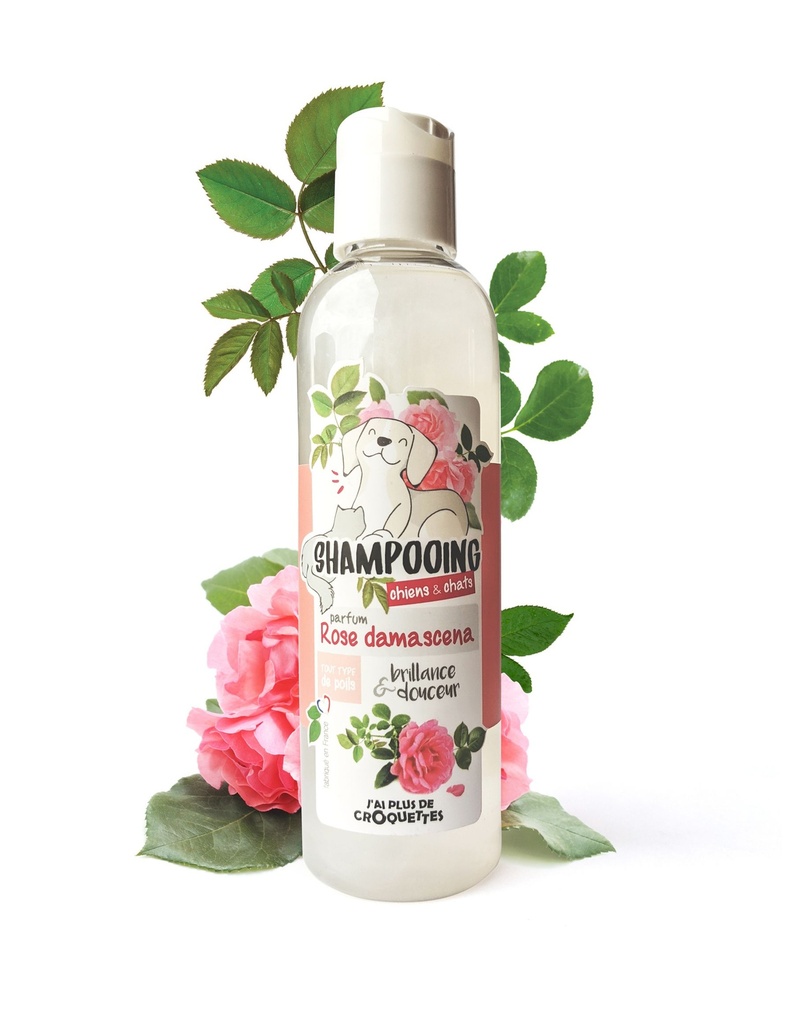 Shampooing rose damascena pour chiens et chats (200 ml) - J'ai plus de croquettes