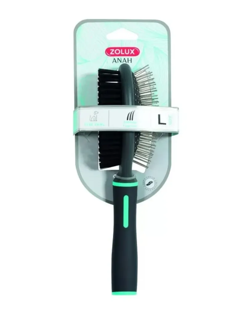 [15115_26595] Brosse double Anah pour chien (L) - Zolux