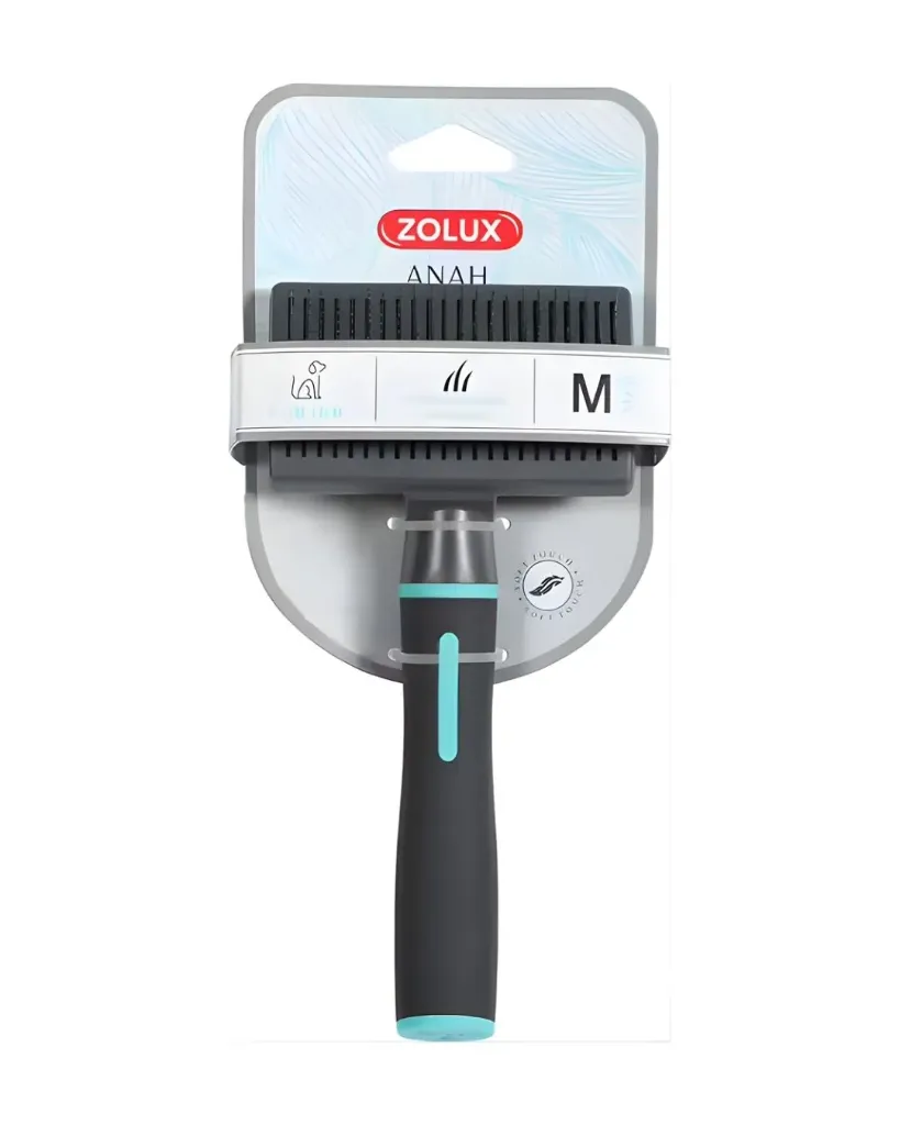 [15160_26660] Brosse slicker Anah rétractable pour chien (M) - Anah