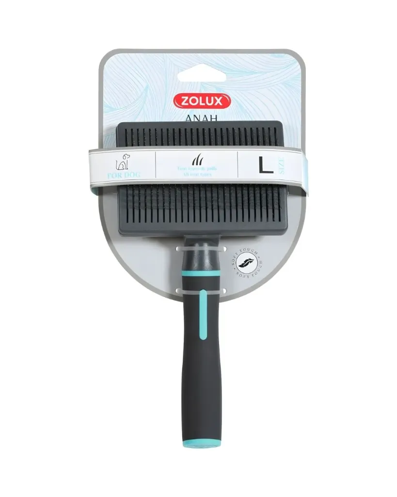 [15160_26661] Brosse slicker Anah rétractable pour chien (L) - Zolux