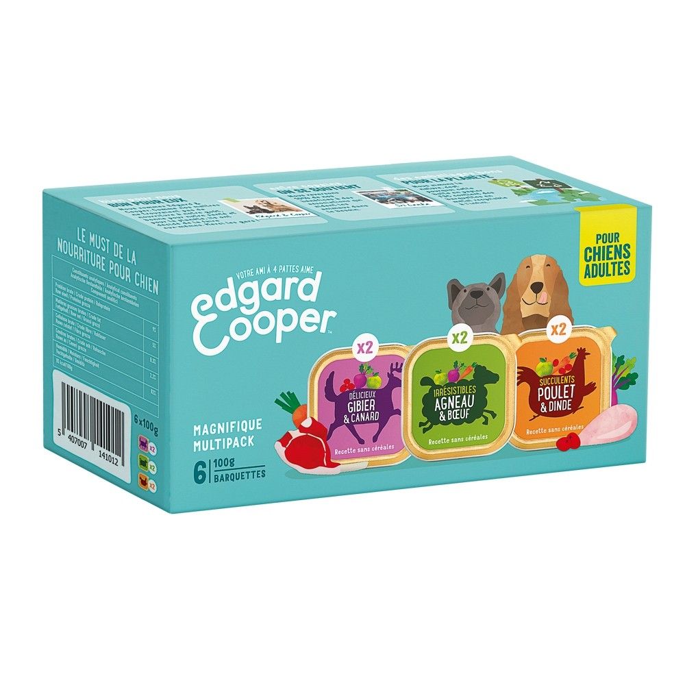 Multipacks 3 saveurs pour chien (6 barquettes 100 g) - Edgard & Cooper