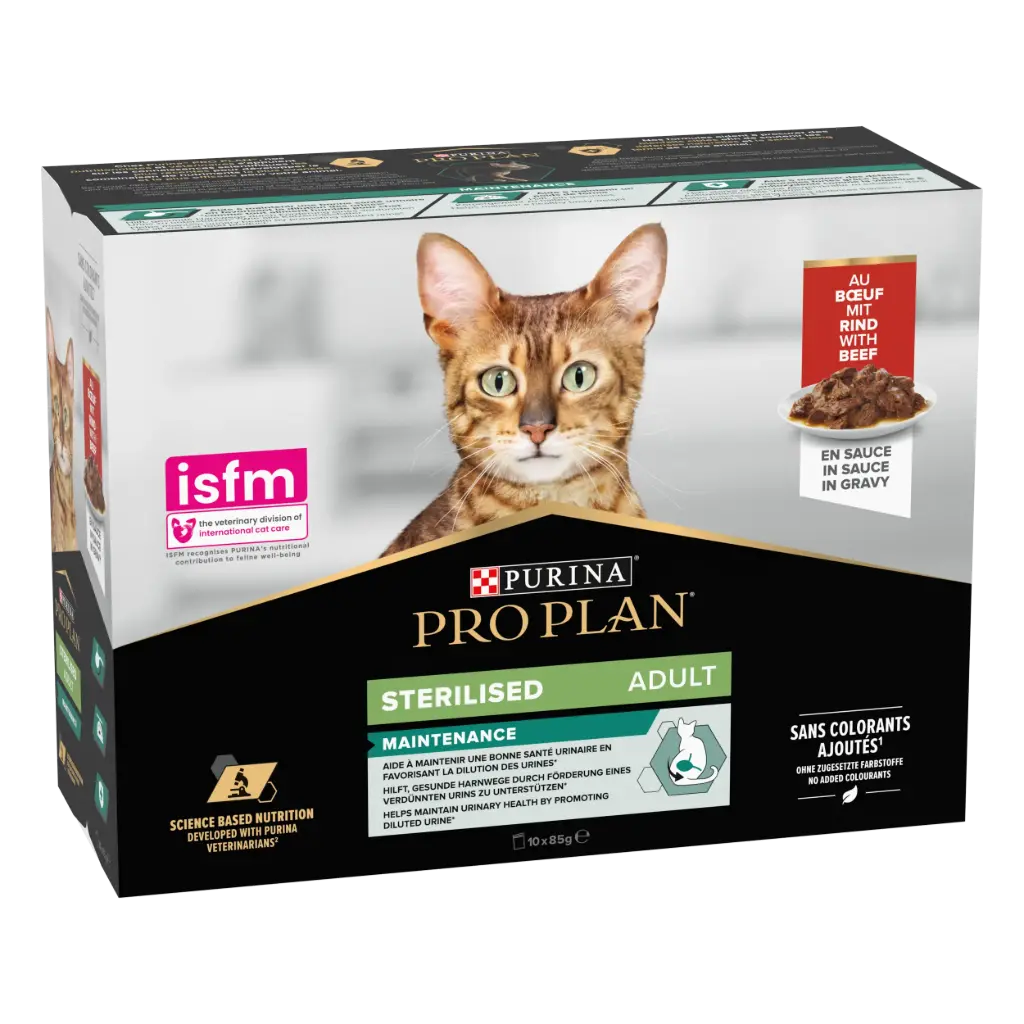 STERILISED Adult MAINTENANCE au Boeuf en Sauce (10 sachets 85 g) - Pro Plan