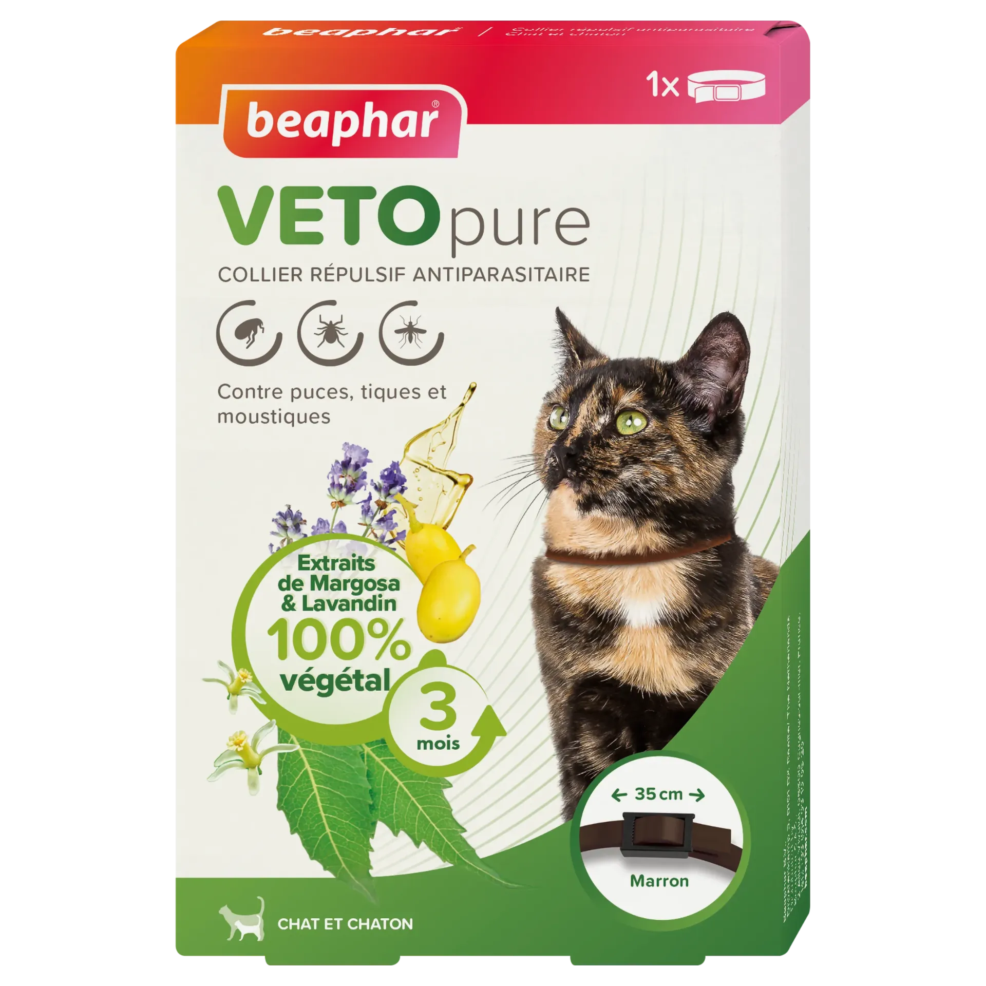Collier répulsif antiparasitaire pour chat Vetopure (marron) - Beaphar