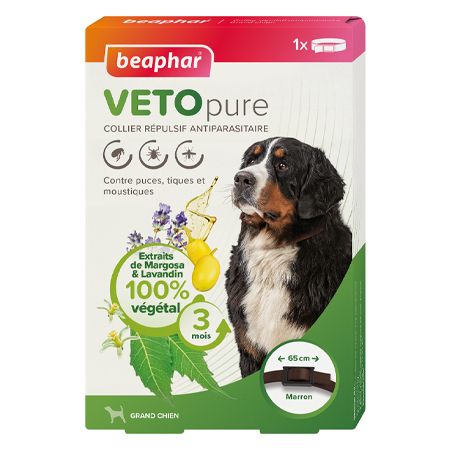 [15287_26900] Collier répulsif antiparasitaire pour Grand Chien Vetopure - Marron (65 cm) - Beaphar