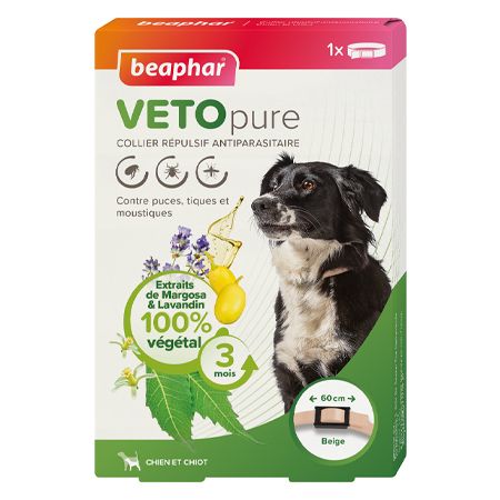 [15287-001] Collier répulsif antiparasitaire pour chien et chiot Vetopure - Blanc (60 cm) - Beaphar
