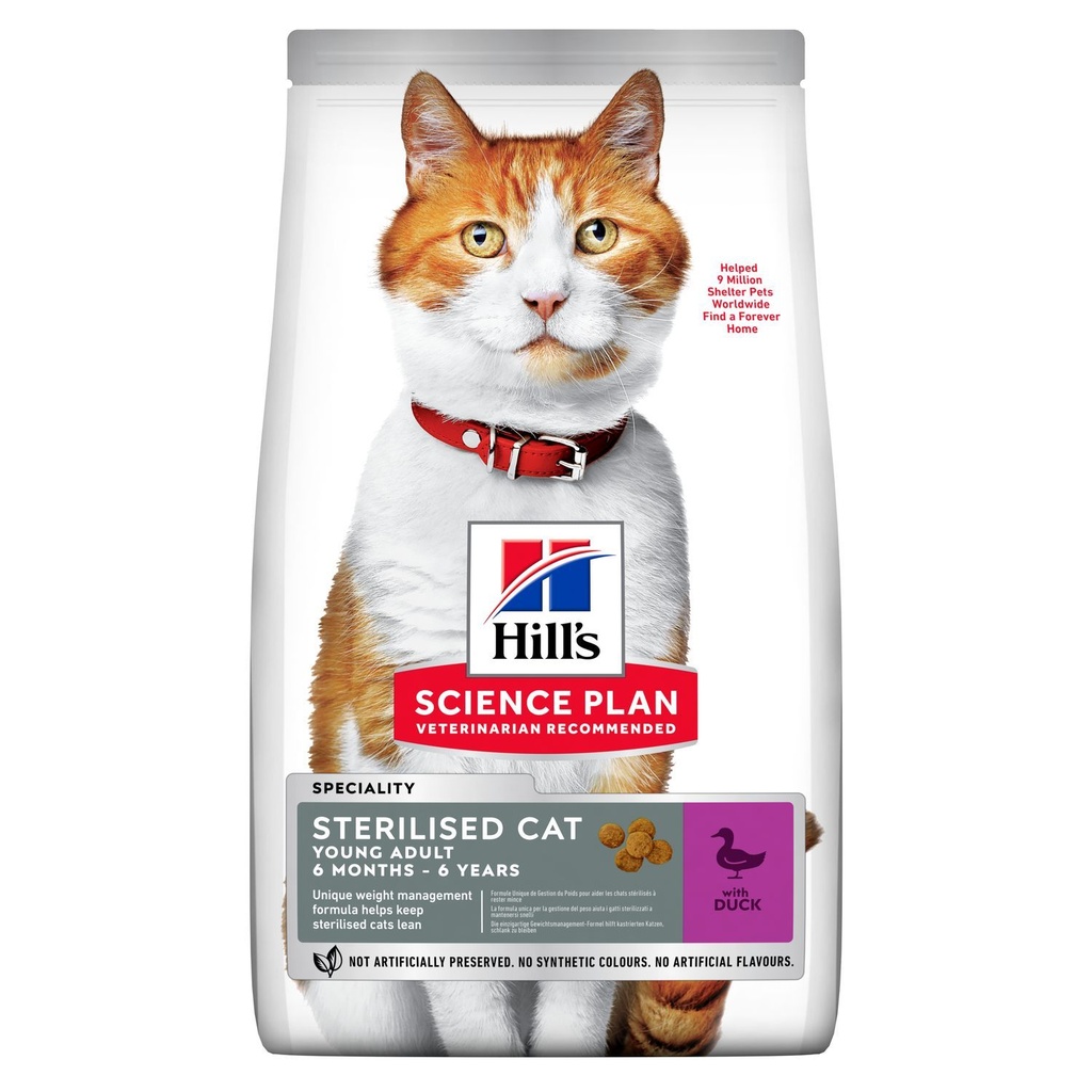 [15297_26925] Feline Young Adult Sterilised pour chat au canard (3 kg) - Hill's Science Plan