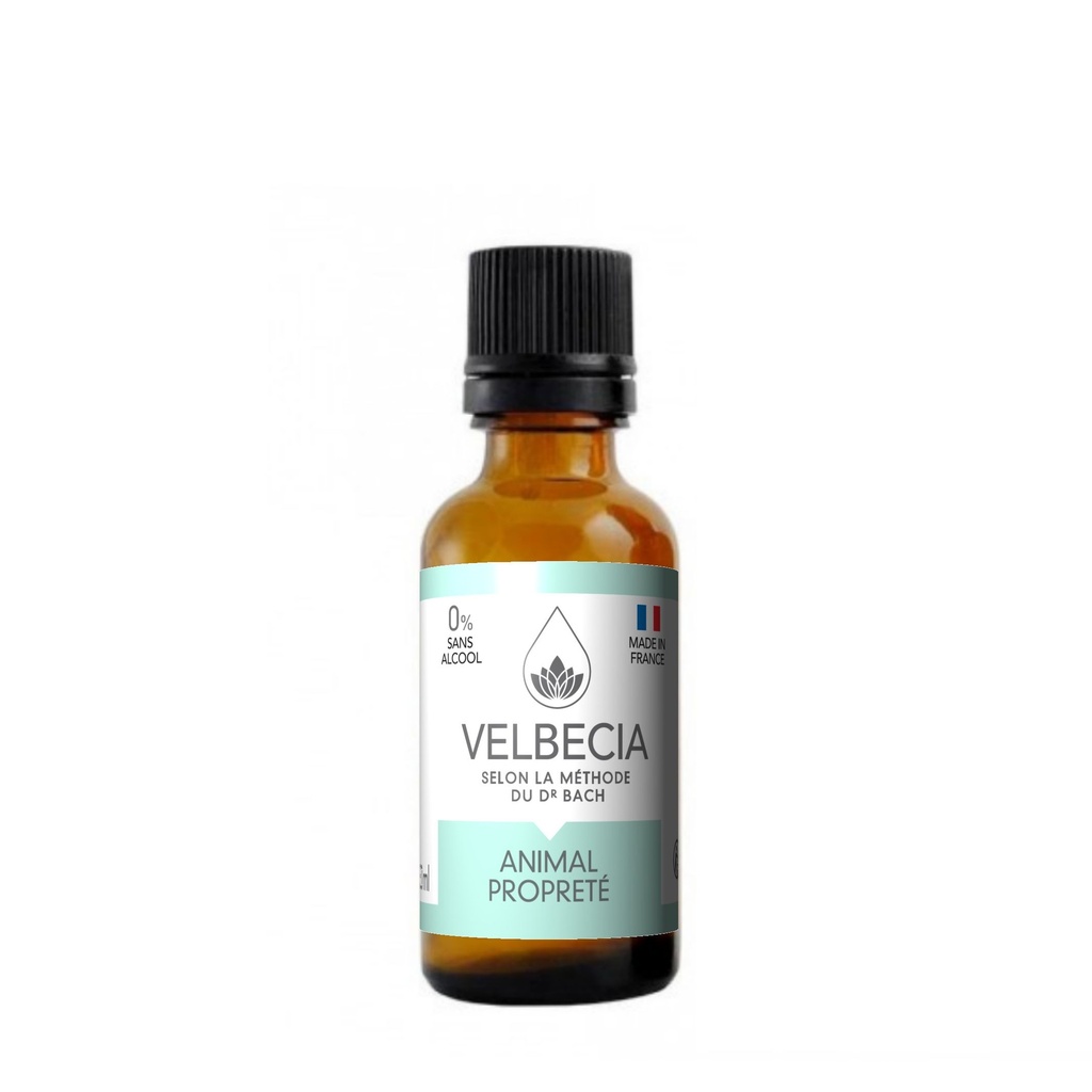 Mélange de fleurs de Bach Animal Propreté (50 ml) - Velbecia