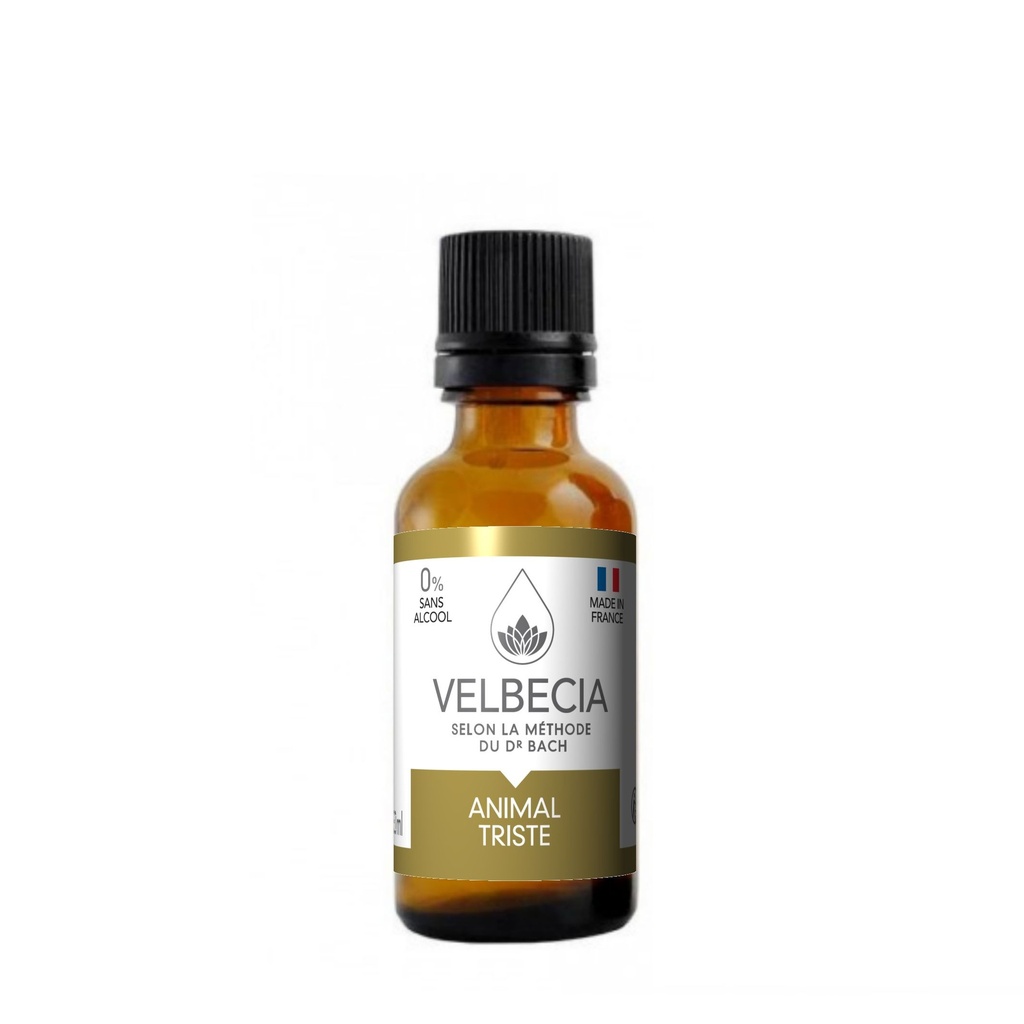 Mélange de fleurs de Bach Animal Triste (30 ml) - Velbecia