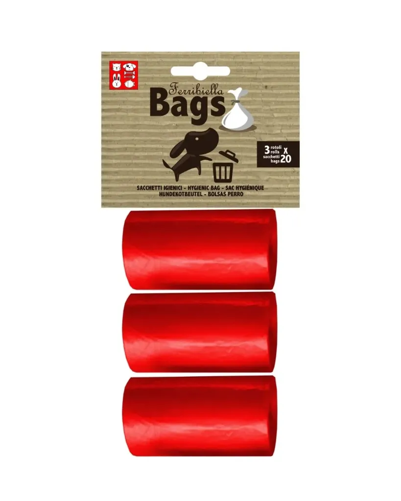 [15544_27781] Sachets ramasse crottes rouge - Ferribiella