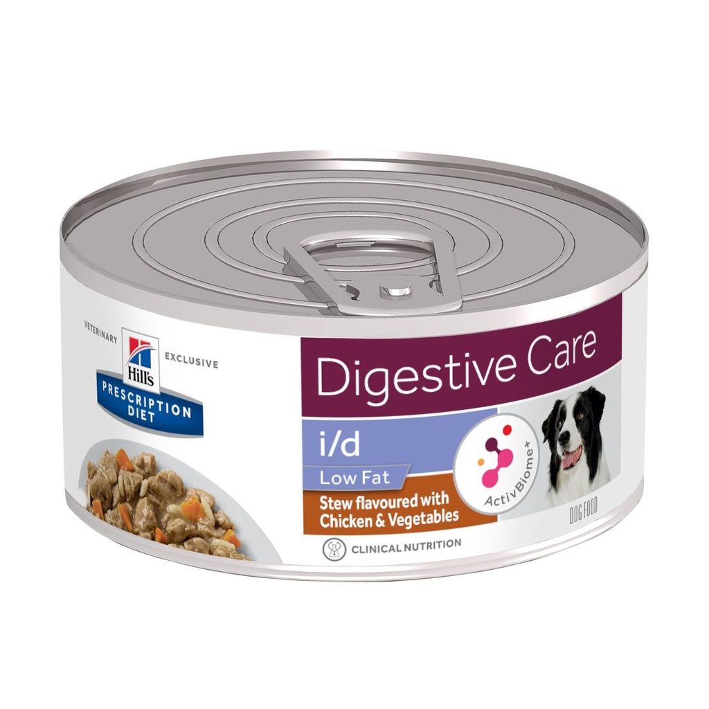 Canine i/d Low fat Mijotés (24 boîtes de 156 g) - Poulet et légumes mijotés - Hill's Prescription Diet