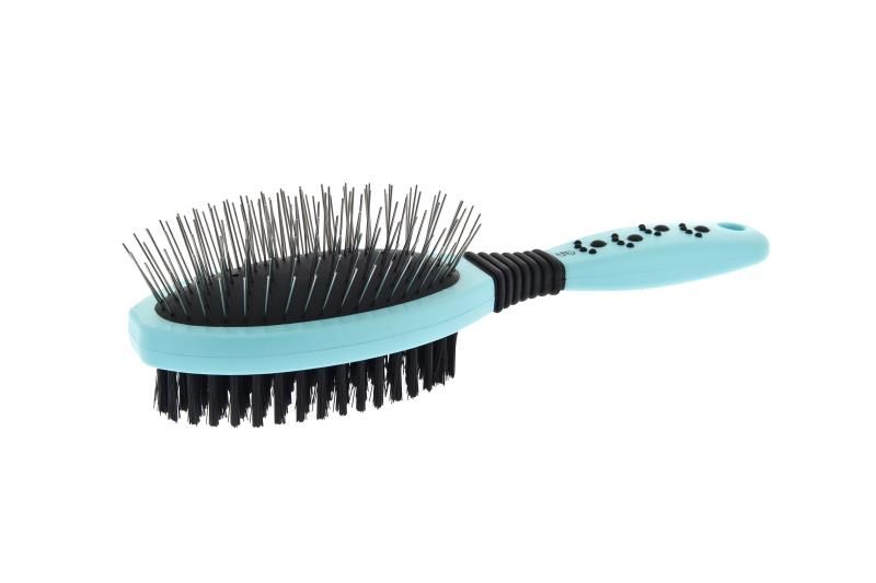 [15585_27846] Brosse double face fer et soie bleue (M) - Ferribiella