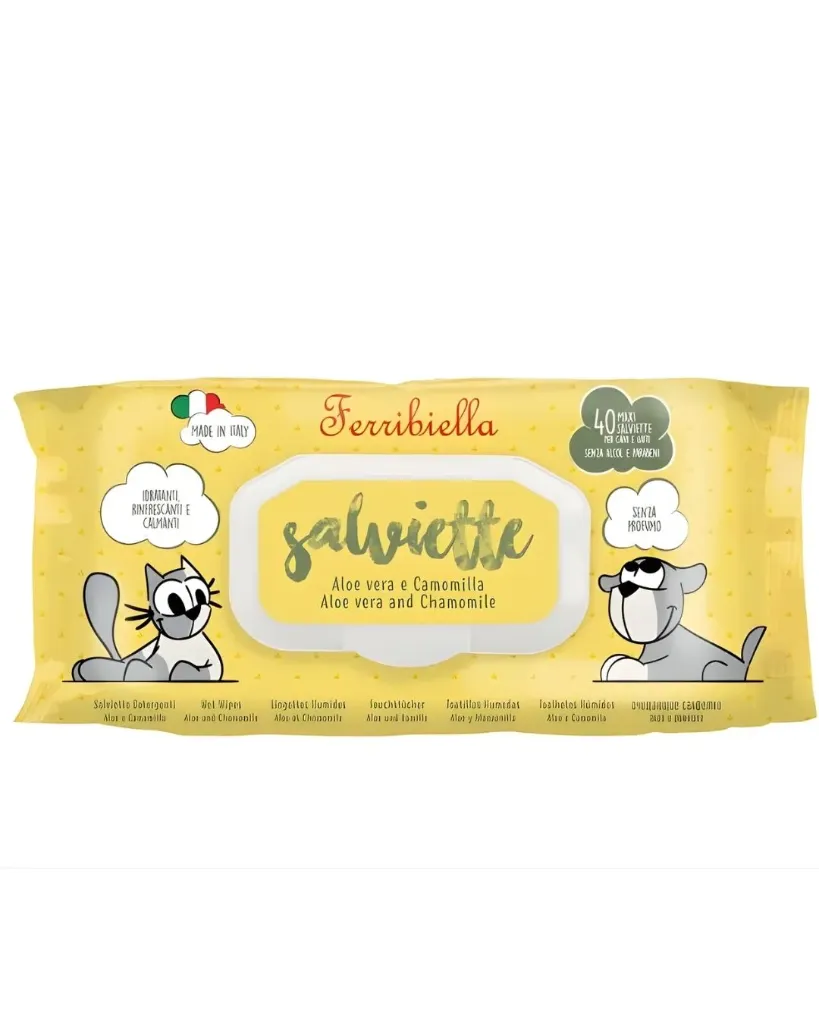 Lingettes humides aloe vera/camomille (40 lingettes) - Ferribiella