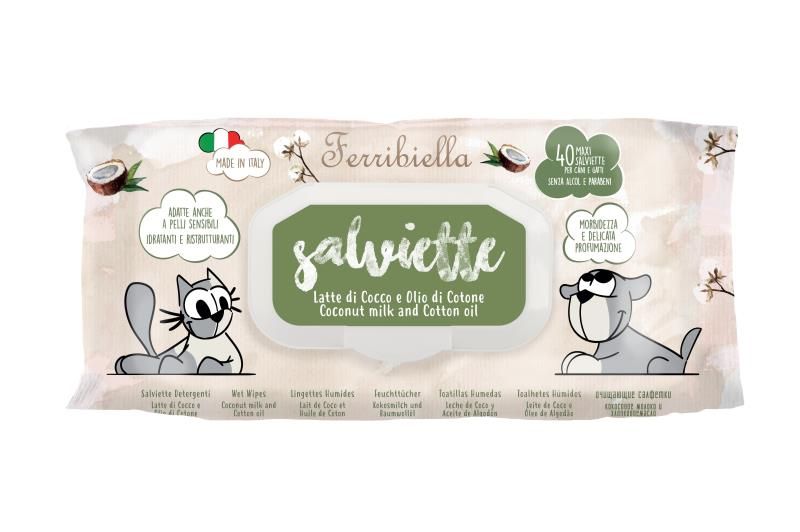 [15588] Lingettes humides Lait de coco / Coton x40 - Ferribiella