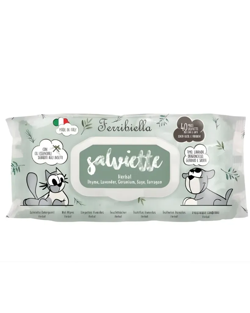 [15589] Lingettes humides herbal (x 40) - Ferribiella