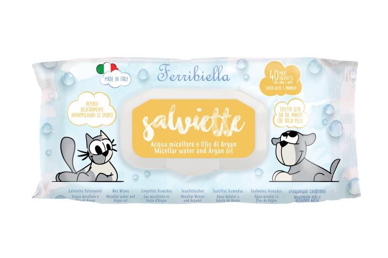 Lingettes humides Eau Micellaire / Huile d'Argan x40 - Ferribiella