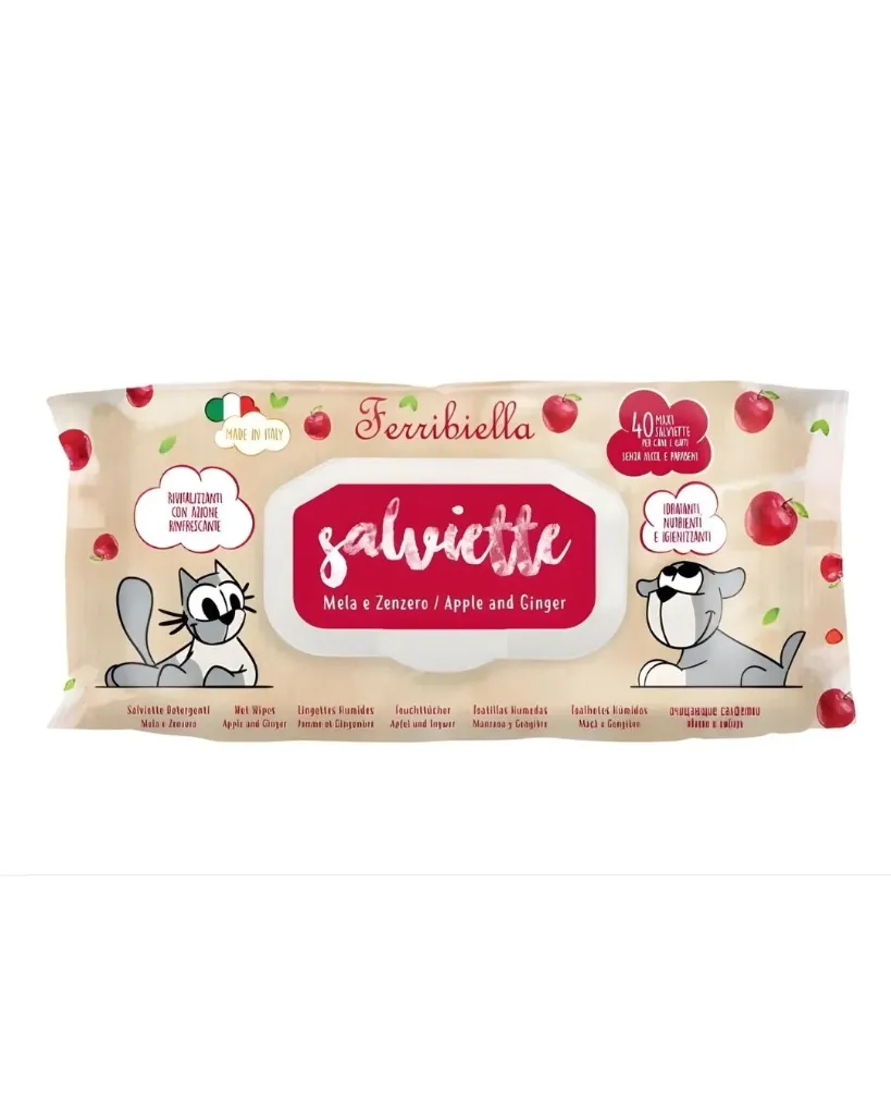 Lingettes humides pomme / gingembre (40 lingettes) - Ferribiella