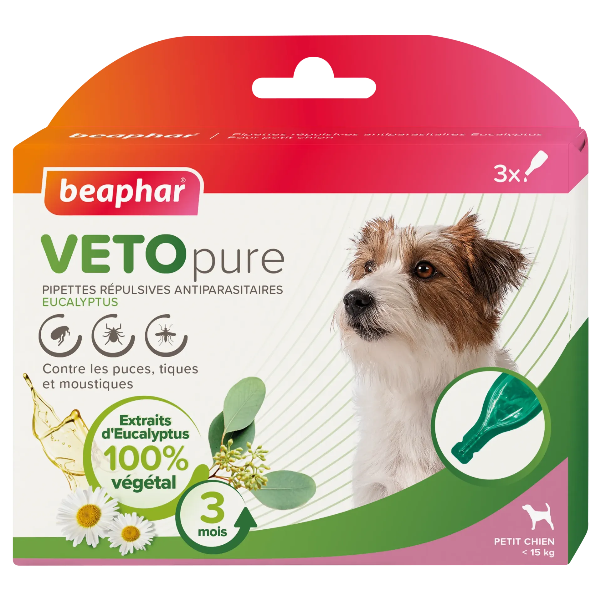 [15744] Pipettes répulsives antiparasitaires Petit Chien à l'Eucalyptus Vetopure (3 pipettes) - Beaphar