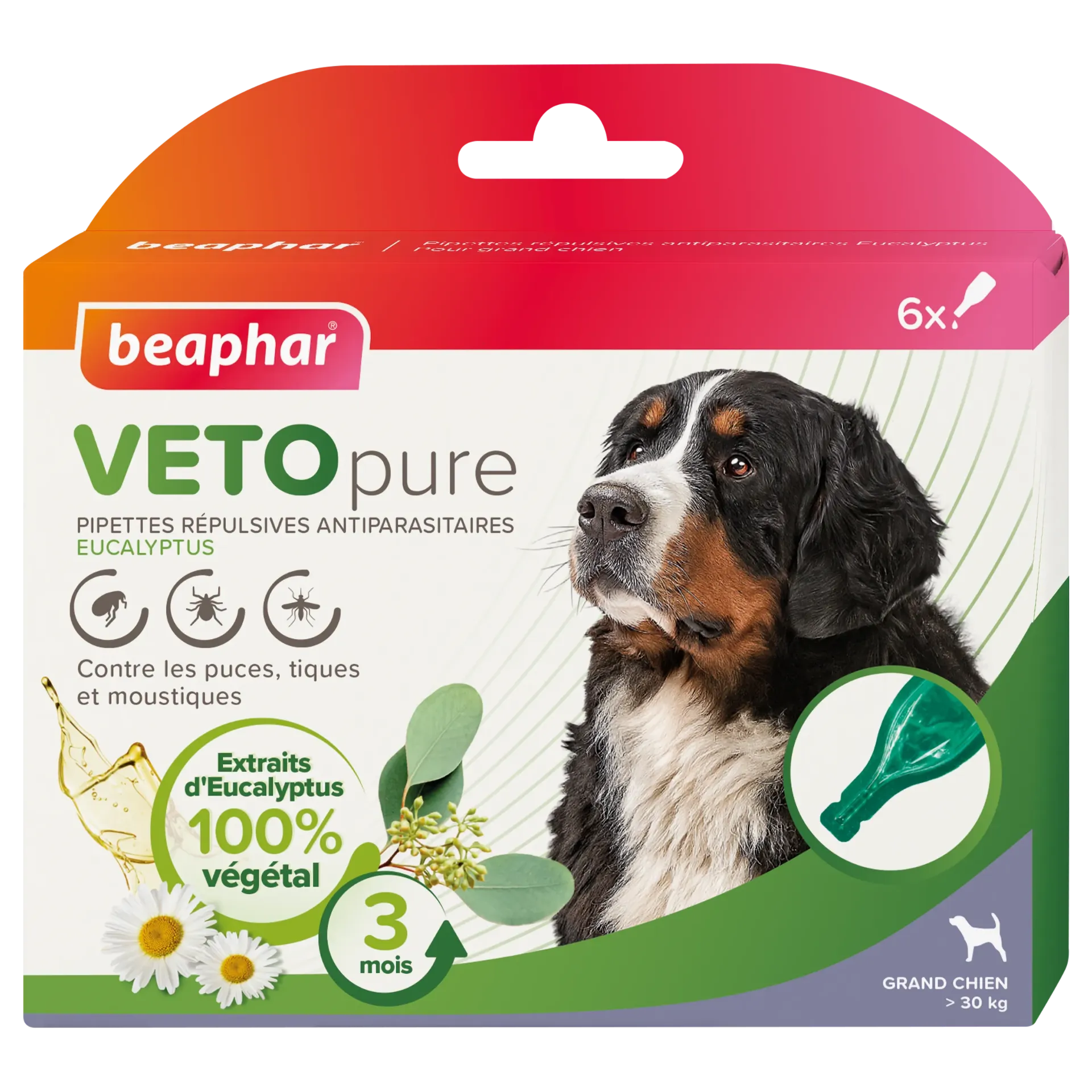[15746] Pipettes répulsives antiparasitaires à l'Eucalyptus Vetopure Grand Chien - Beaphar